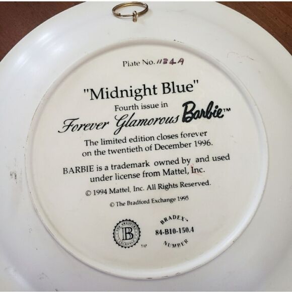FOREVER GLAMOROUS Barbie Plate Midnight Blue Collectible 1994 - Picture 7 of 7